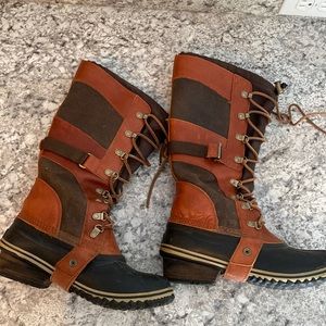 Sorel Womens Conquest Carly II Brown Winter Boots Size 8